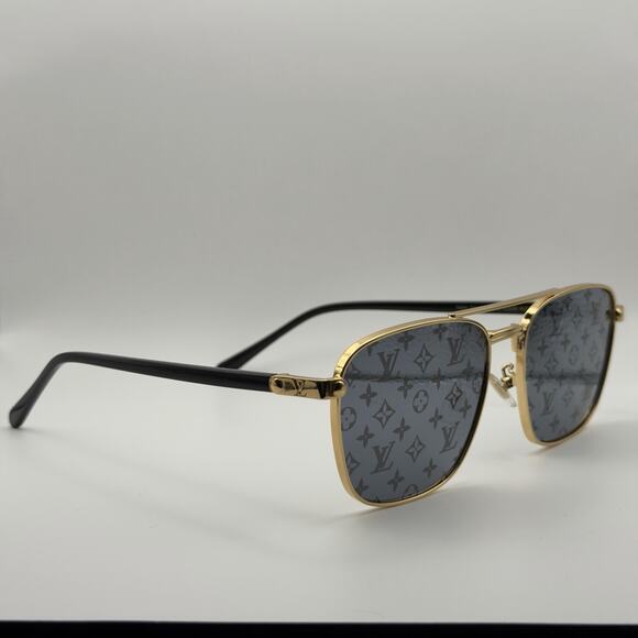 Louis Vuitton LV Monogram Aviator Signature Metal Square Sunglasses Z1942U - Picture 3 of 7